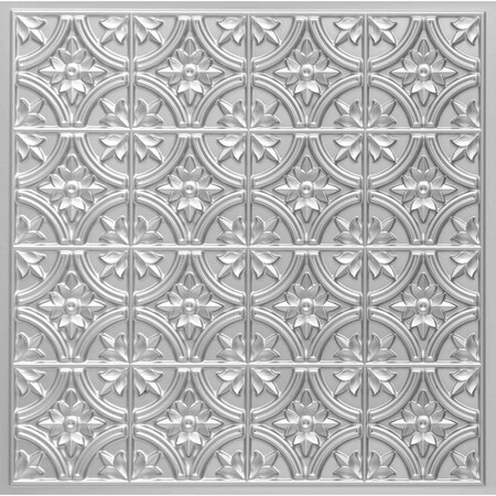 Scarlette Faux Tin/ PVC 24-in X 24-in 10-Pack Silver Textured Surface-mount Ceiling Tile, 10PK